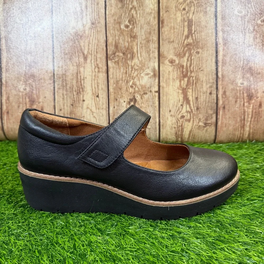 Eurosoft Franlee Mary Jane Shoes Womens Size 10 Black Wedge Platform Comfort